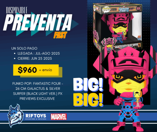 (PREVENTA FAST): FUNKO POP: Fantastic Four - 26 CM Galactus & Silver Surfer (Black Light Ver.) PX Previews Exclusive - Imagen 2